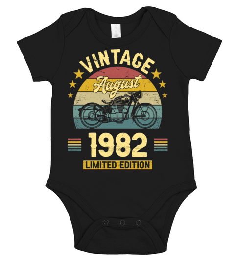 August 1982 40 Years Old Vintage 40th Birthday Short Sleeve Baby One-Piece