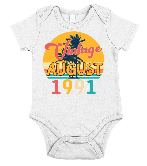 August 1991 Gift Idea Short Sleeve Baby One-Piece