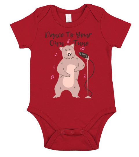 Bear Dancing To Its Own Tune Cartoon Short Sleeve Baby One-Piece