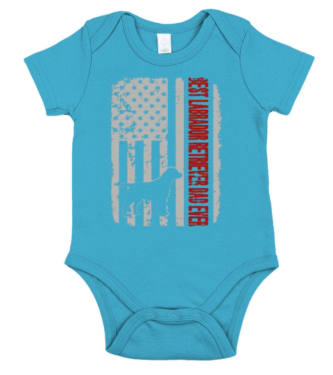 Best Labrador Retriever Dad Ever American Flag shirt Short Sleeve Baby One-Piece