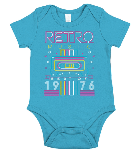 Best Of 1976 Retro Cassette Vintage Birthday Short Sleeve Baby One-Piece