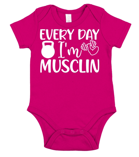 EVERY DAY I M MUSCLIN Short Sleeve Baby One-Piece
