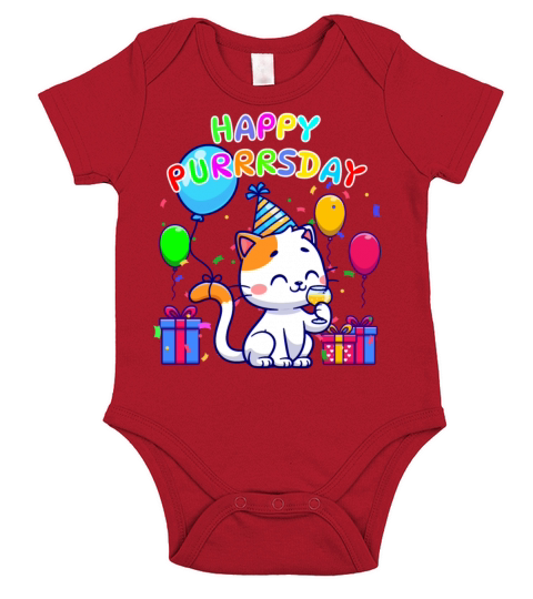 Funny Birthday Party Cat Shirt Short Sleeve Baby One-Piece