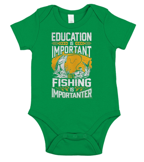 Funny Fishing Shirts - Fishing Is Importanter Short Sleeve Baby One-Piece