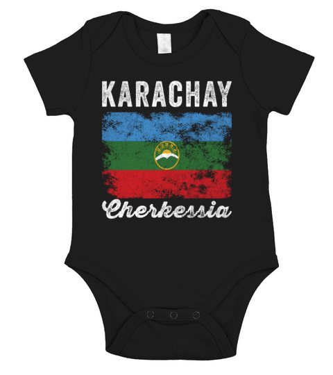 Karachay Cherkessia Flag Distressed Short Sleeve Baby One-Piece