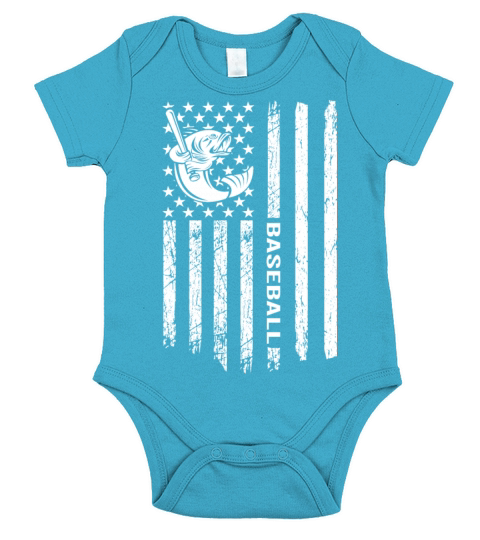 Largemouth Fishing Baseball American Flag Vintage Short Sleeve Baby One-Piece