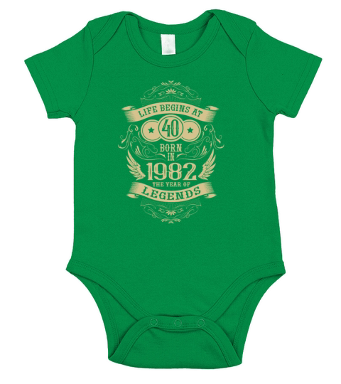 Life begins at 40 Vintage 1982 Birthday Vintage Short Sleeve Baby One-Piece