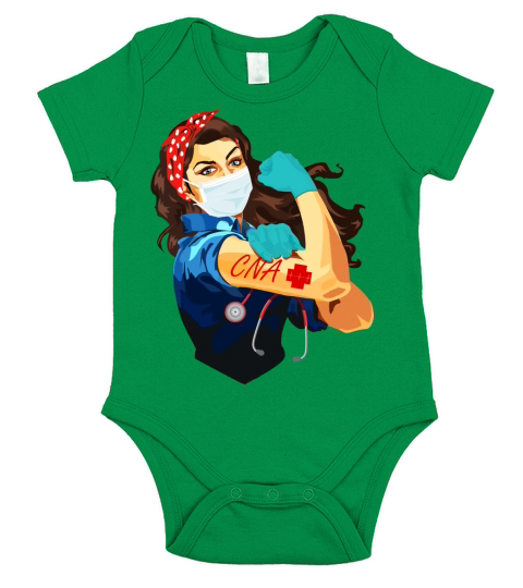 Nurse Cna Certified Nursing Assistant Frontline Workers Nurse Strong Rosie Riveter Short Sleeve Baby One-Piece