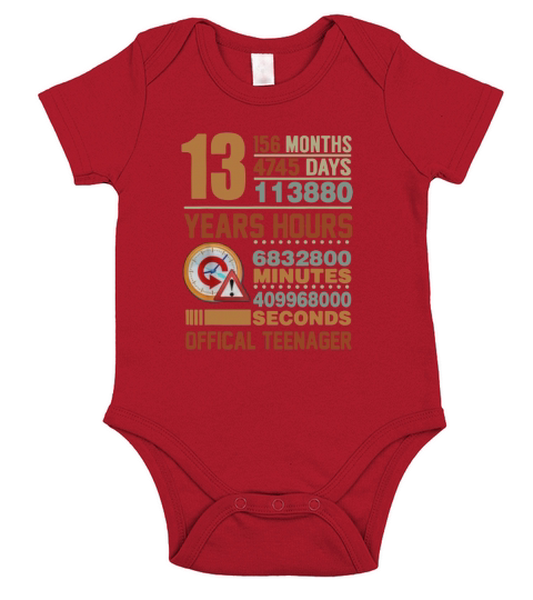 Official Teenager 13th Birthday Gifts shirt Short Sleeve Baby One-Piece