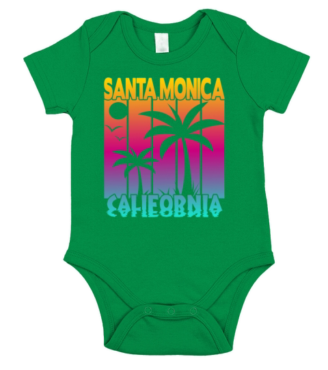 Santa Monica California sunset Short Sleeve Baby One-Piece