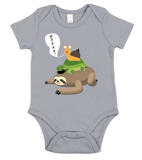 Sloth, Turtle and Snail Piggyback Funny Running Wild T-Shirt Short Sleeve Baby One-Piece