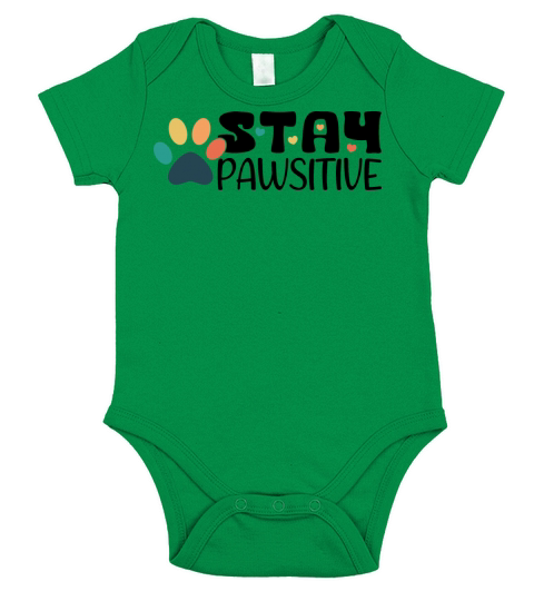 Stay Pawsitive Vintage Black Text Short Sleeve Baby One-Piece
