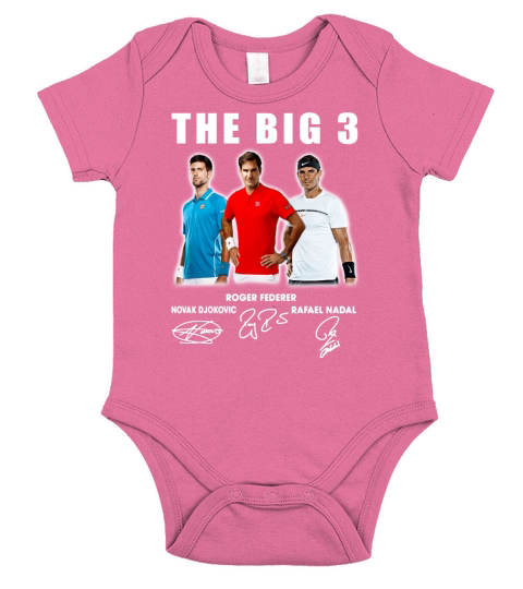 The Big 3 Novak Djokovic Roger Federer Rafael Nadal all Signed shirt Short Sleeve Baby One-Piece