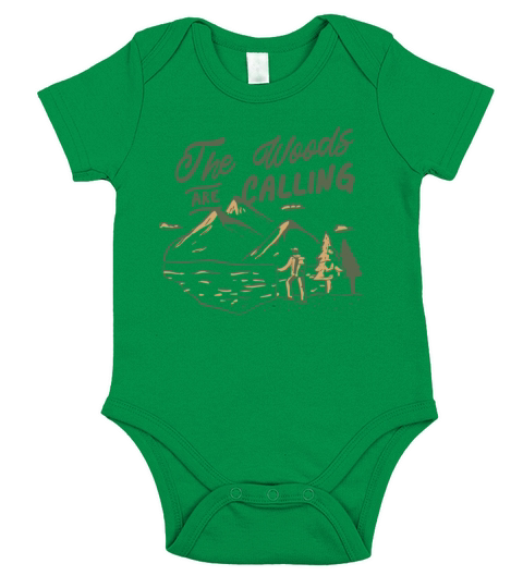 The Woods Are Calling Outdoors Quote Badge Short Sleeve Baby One-Piece