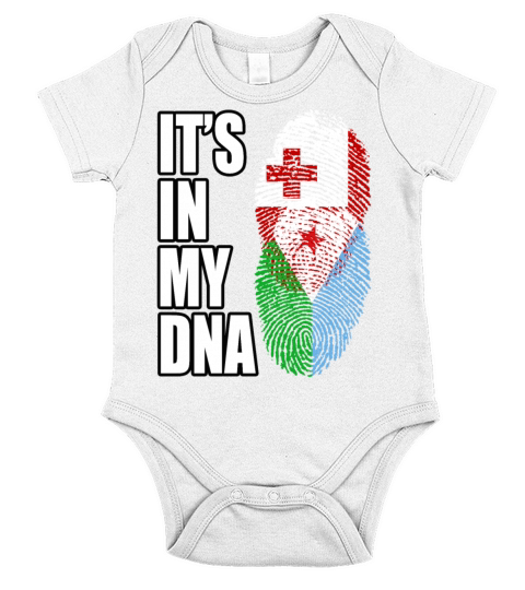 Tongan And Djiboutian Mix Heritage DNA Flag Short Sleeve Baby One-Piece