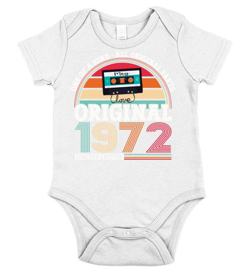 Vintage 1972 Original Since May 50th Birthday Gift Short Sleeve Baby One-Piece
