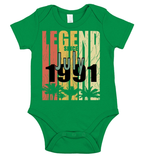 Vintage gift idea born July 1991 Short Sleeve Baby One-Piece