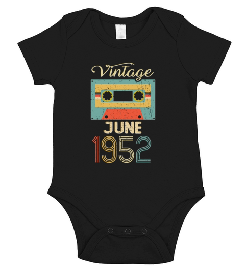 Vintage June 1952 70th Birthday 70 Year Gift Short Sleeve Baby One-Piece