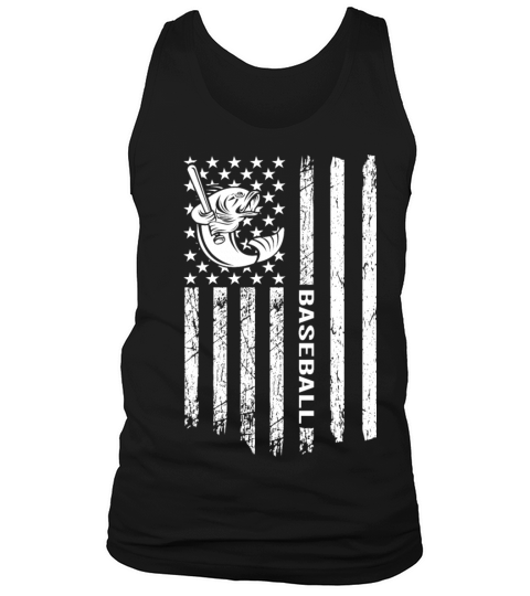 Largemouth Fishing Baseball American Flag Vintage Tank Top Unisex