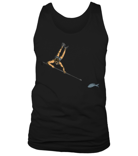 Vintage Spearfishing Diver with Polespear and Fish Tank Top Unisex