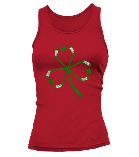 Funny Hockey PatrickS Day Shamrock Hockey irish Tank top Woman