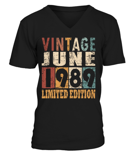 1989 vintage born in June gift V-Neck T-shirt