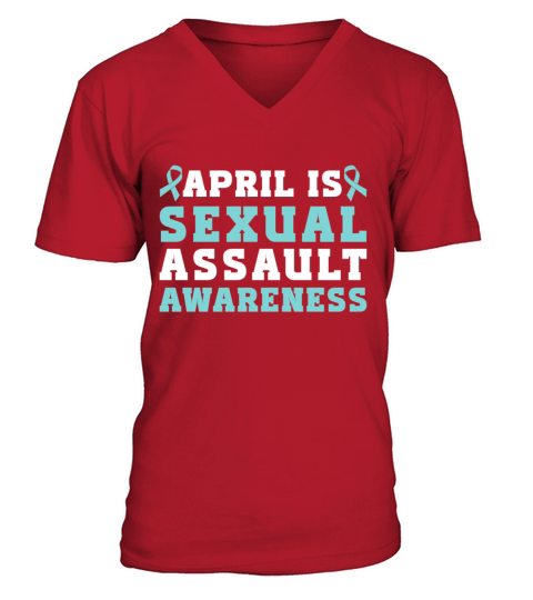April Is Sexual Assault Awareness Teal Ribbon V-Neck T-shirt
