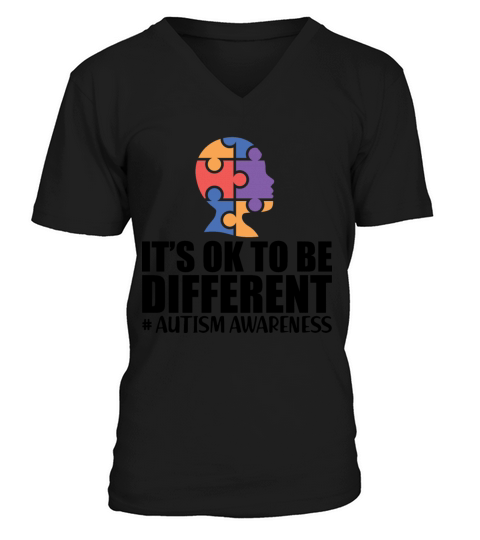 Autism Awareness - Its ok to be different b V-Neck T-shirt