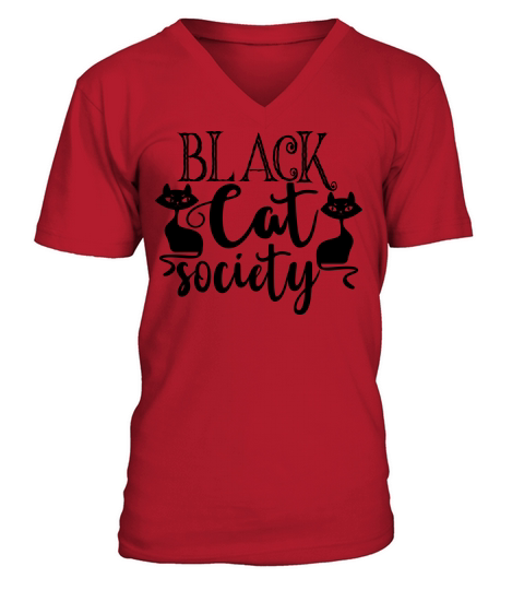 Black cat society V-Neck T-shirt
