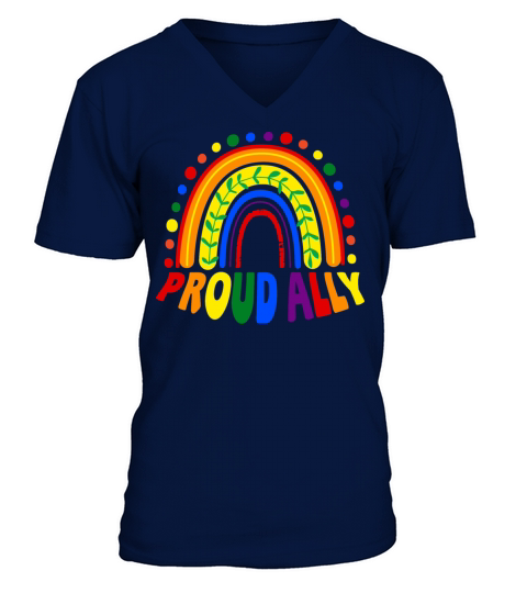 Boho Rainbow Gay Pride Month Proud Ally V-Neck T-shirt