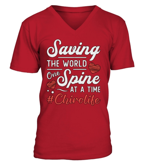 Chiropractor Saving The World Spine Chiropractic V-Neck T-shirt
