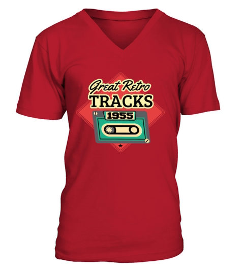Great Retro Tracks 1955 Cassette Vintage Birthday V-Neck T-shirt
