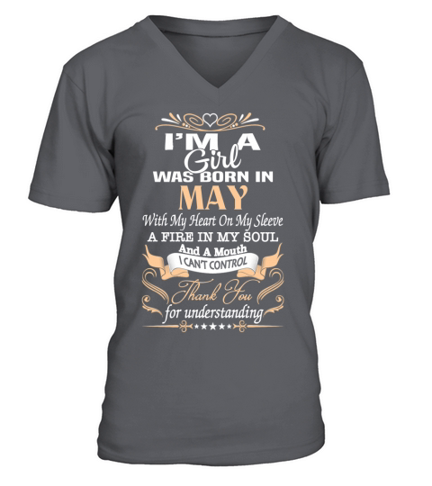I Am A Girl Was Born In May V-Neck T-shirt