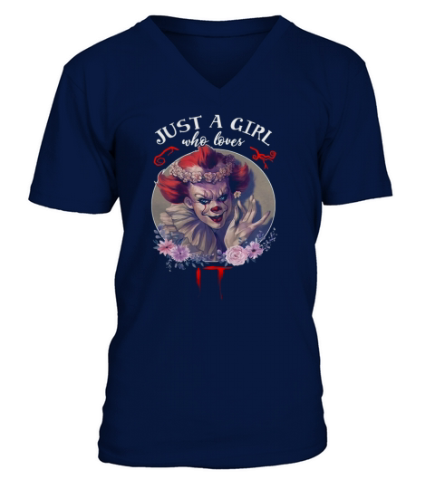 Just a girl who love IT Pennywise floral shirt V-Neck T-shirt