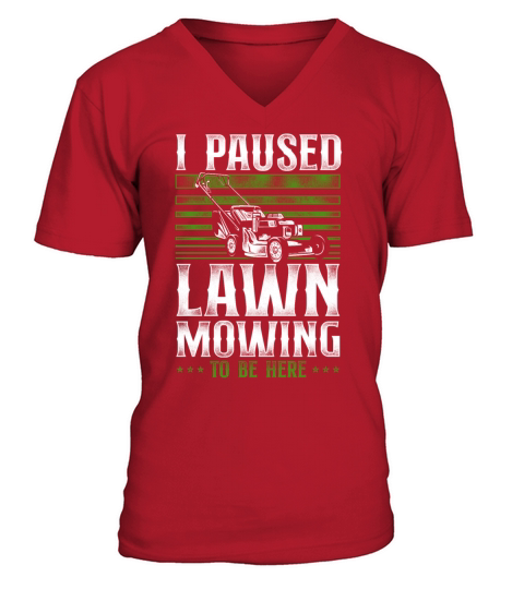 Lawn Mower Mowing Dad Father V-Neck T-shirt