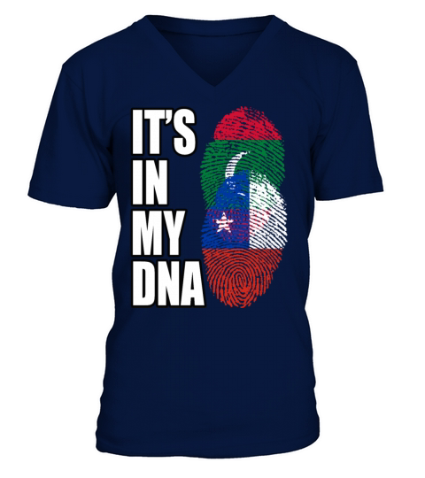 Maldivian And Chilean Mix Heritage DNA Flag V-Neck T-shirt