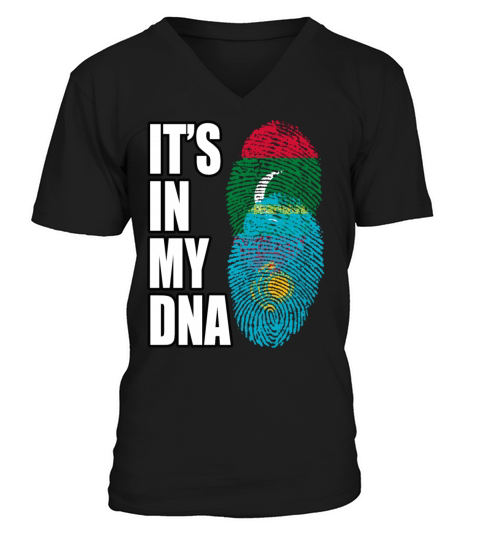 Maldivian And Kazakhstani Mix Heritage DNA Flag V-Neck T-shirt