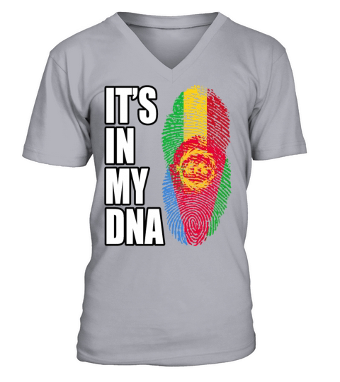 Malian And Eritrean Mix Heritage DNA Flag V-Neck T-shirt