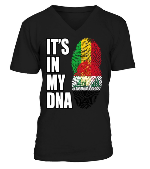 Malian And Iraqi Mix Heritage DNA Flag V-Neck T-shirt