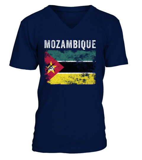 Mozambique Flag Vintage Mozambican Flag V-Neck T-shirt