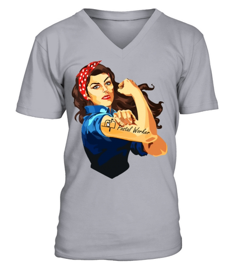 Postal Worker Frontline Workers Nurse Strong Rosie Riveter V-Neck T-shirt