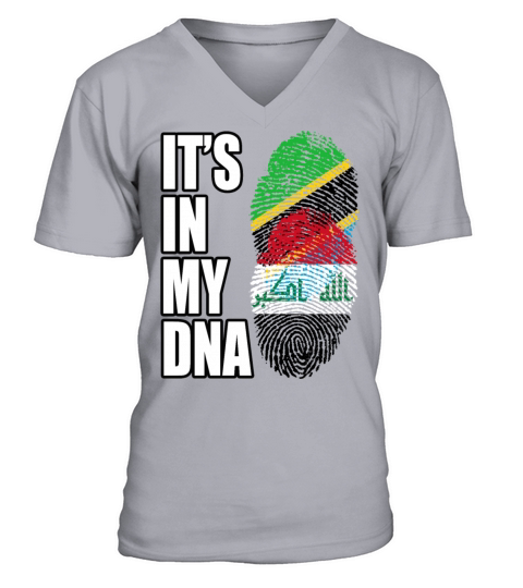 Tanzanian And Iraqi Vintage Heritage DNA Flag V-Neck T-shirt