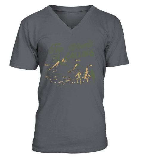 The Woods Are Calling Outdoors Quote Badge V-Neck T-shirt