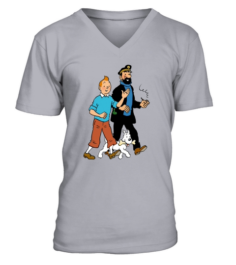 Tintin and Captain Haddock - T Shirt V-Neck T-shirt