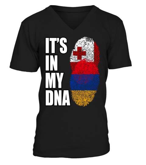 Tongan And Armenian Mix Heritage DNA Flag V-Neck T-shirt