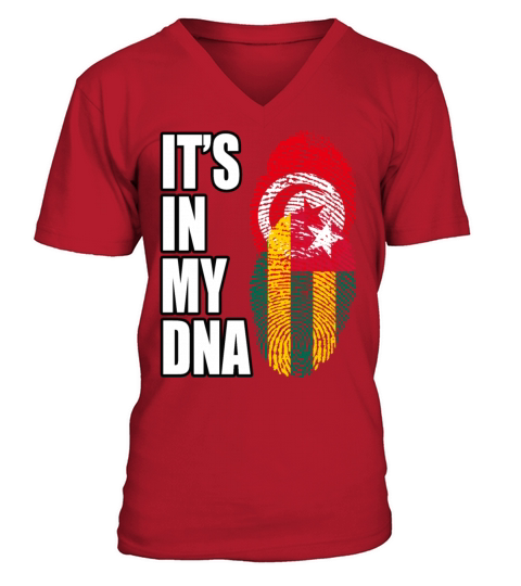 Tunisian And Togolese Mix Heritage DNA Flag V-Neck T-shirt