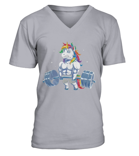 Unicorn Weightlifting Fitness Gym Deadlift Rainbow - Ladies Flowy Tank V-Neck T-shirt