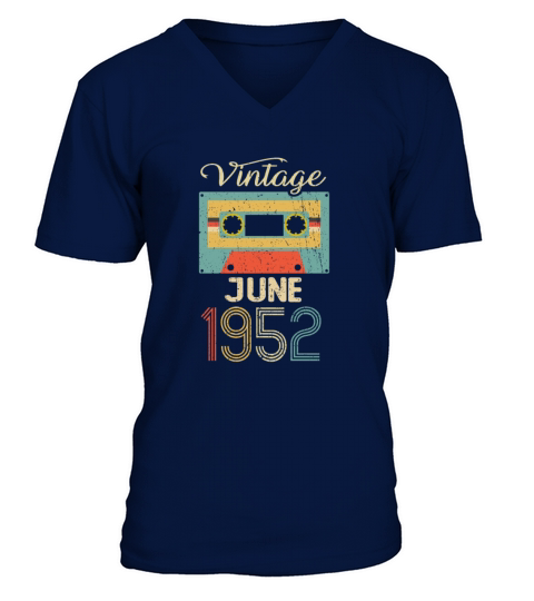 Vintage June 1952 70th Birthday 70 Year Gift V-Neck T-shirt
