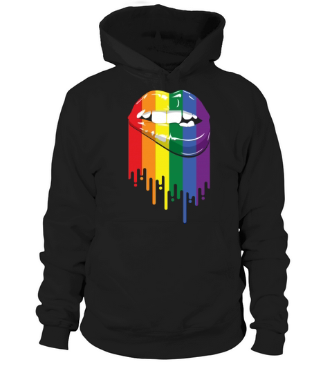Retro Lipbite Illustration Lesbian Bisexual Cute Hoodie Unisex