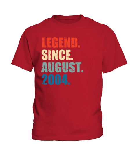 18 Years Old Legend Since August 2004 18th Birth Kids T-Shirt